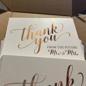 White and gold thank you cards. Set of 25 cards and envelopes